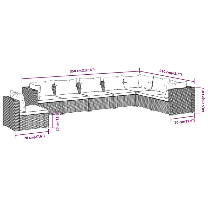 8 Piece Garden Lounge Set with Cushions Poly Rattan Black Payday Deals