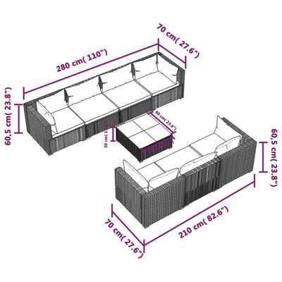 8 Piece Garden Lounge Set with Cushions Poly Rattan Black Payday Deals