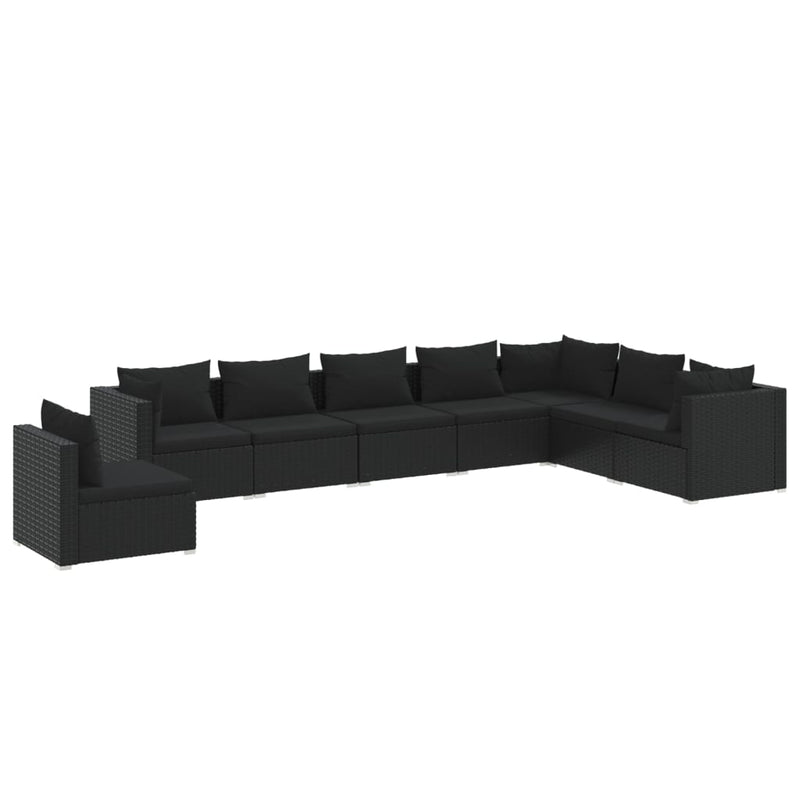8 Piece Garden Lounge Set with Cushions Poly Rattan Black Payday Deals