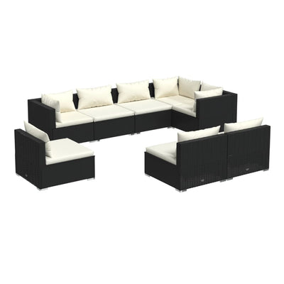 8 Piece Garden Lounge Set with Cushions Poly Rattan Black Payday Deals