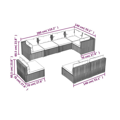 8 Piece Garden Lounge Set with Cushions Poly Rattan Black Payday Deals