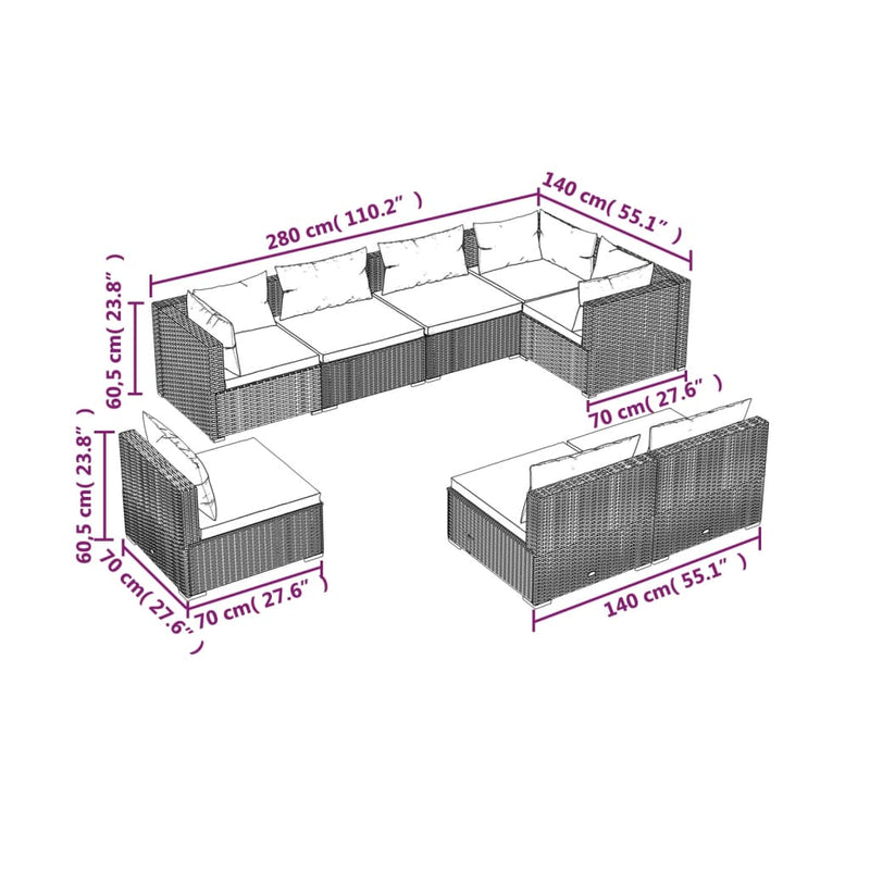 8 Piece Garden Lounge Set with Cushions Poly Rattan Black Payday Deals