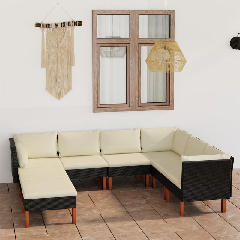 8 Piece Garden Lounge Set with Cushions Poly Rattan Black Payday Deals