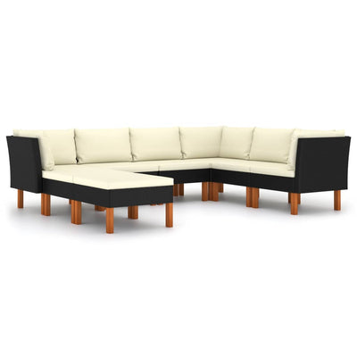 8 Piece Garden Lounge Set with Cushions Poly Rattan Black Payday Deals