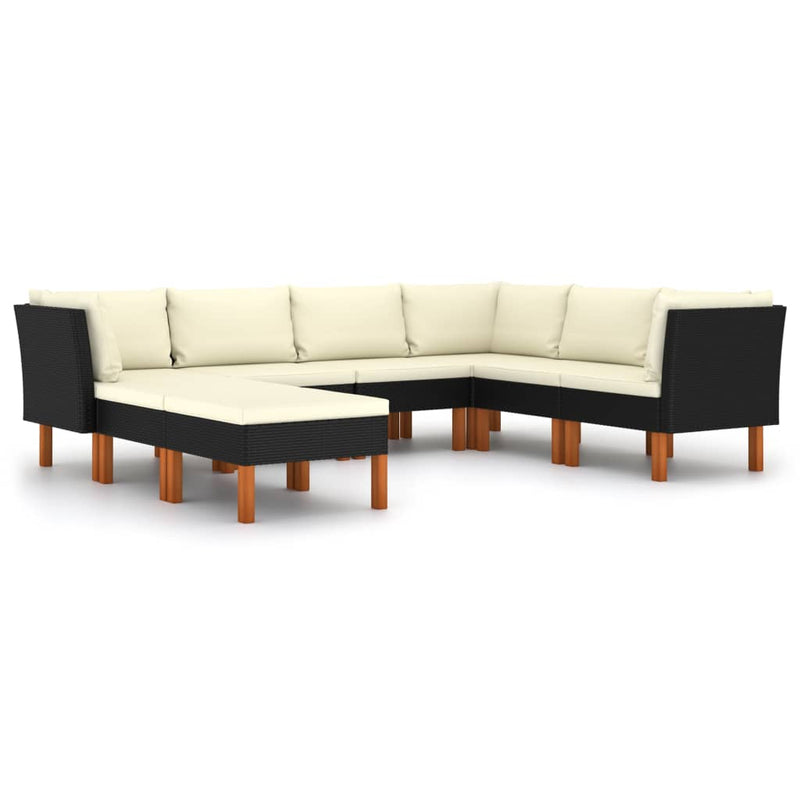 8 Piece Garden Lounge Set with Cushions Poly Rattan Black Payday Deals