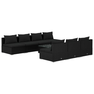 8 Piece Garden Lounge Set with Cushions Poly Rattan Black Payday Deals
