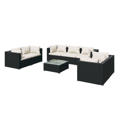 8 Piece Garden Lounge Set with Cushions Poly Rattan Black Payday Deals
