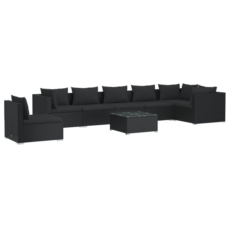 8 Piece Garden Lounge Set with Cushions Poly Rattan Black Payday Deals