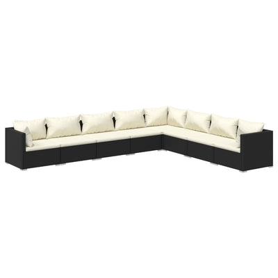 8 Piece Garden Lounge Set with Cushions Poly Rattan Black Payday Deals