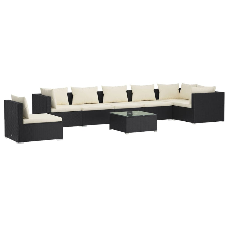 8 Piece Garden Lounge Set with Cushions Poly Rattan Black Payday Deals