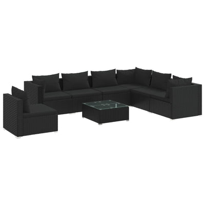 8 Piece Garden Lounge Set with Cushions Poly Rattan Black Payday Deals