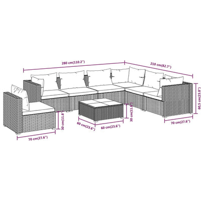 8 Piece Garden Lounge Set with Cushions Poly Rattan Black Payday Deals