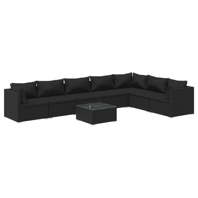 8 Piece Garden Lounge Set with Cushions Poly Rattan Black Payday Deals