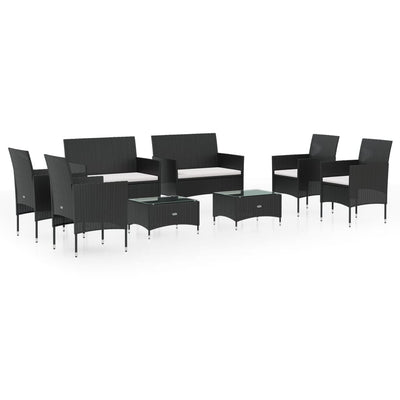 8 Piece Garden Lounge Set with Cushions Poly Rattan Black Payday Deals