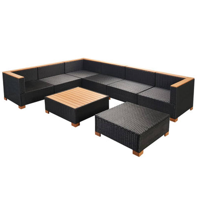 8 Piece Garden Lounge Set with Cushions Poly Rattan Black Payday Deals