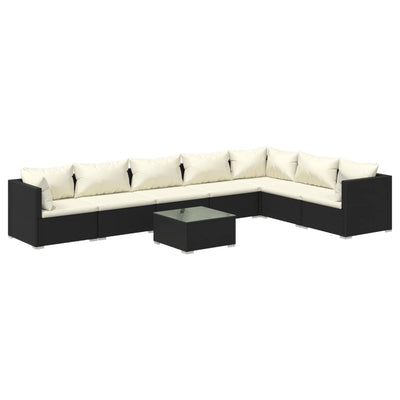8 Piece Garden Lounge Set with Cushions Poly Rattan Black Payday Deals