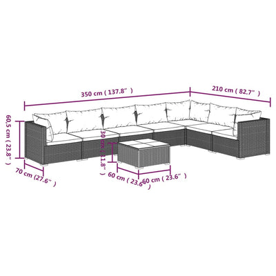8 Piece Garden Lounge Set with Cushions Poly Rattan Black Payday Deals