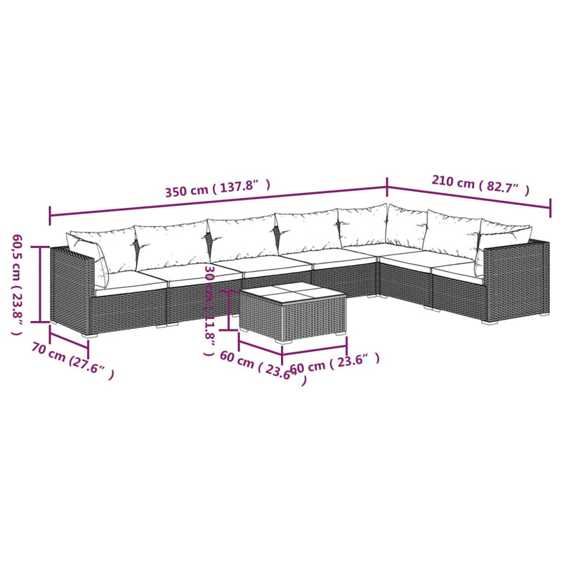 8 Piece Garden Lounge Set with Cushions Poly Rattan Black Payday Deals