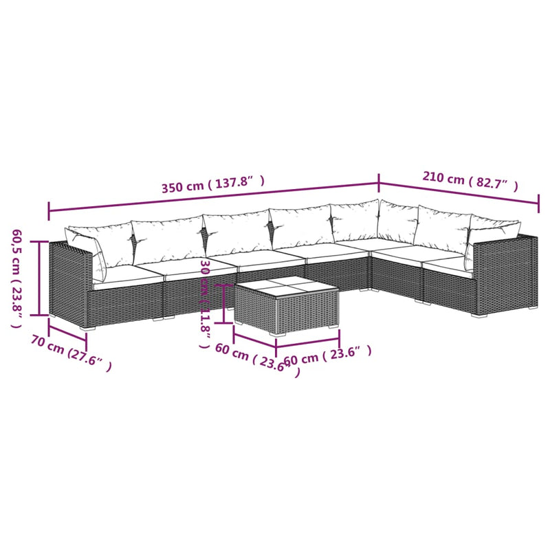 8 Piece Garden Lounge Set with Cushions Poly Rattan Black Payday Deals
