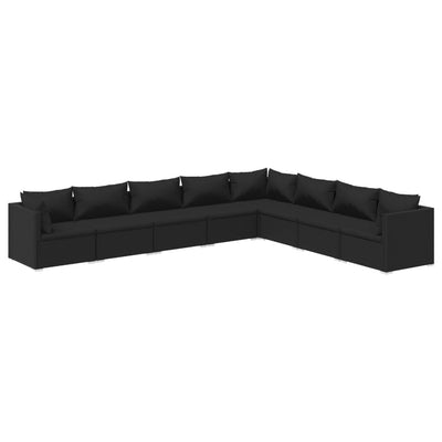 8 Piece Garden Lounge Set with Cushions Poly Rattan Black Payday Deals