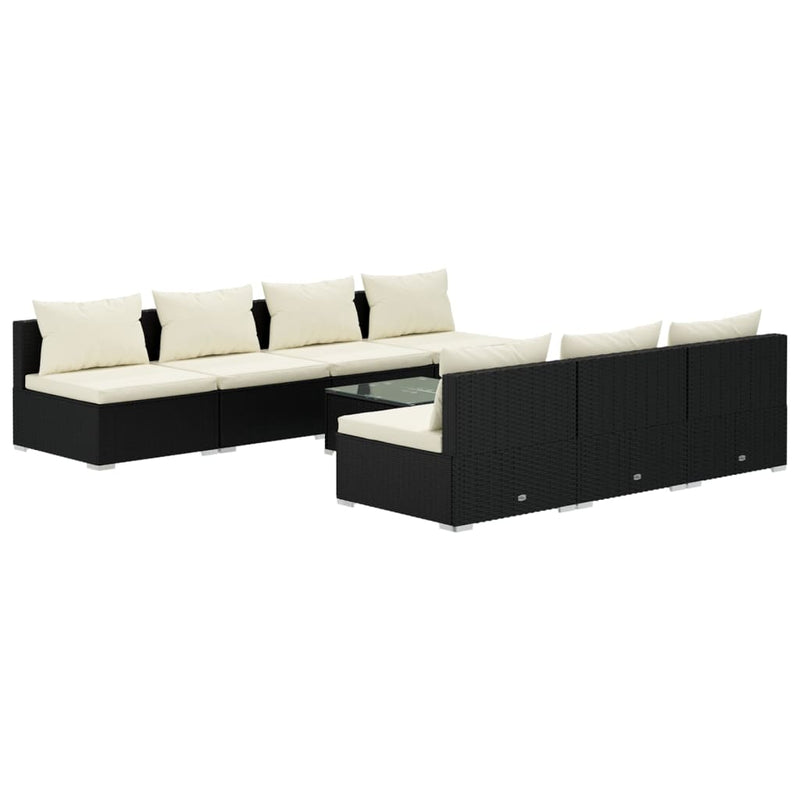 8 Piece Garden Lounge Set with Cushions Poly Rattan Black Payday Deals