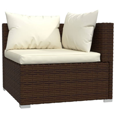 8 Piece Garden Lounge Set with Cushions Poly Rattan Brown Payday Deals