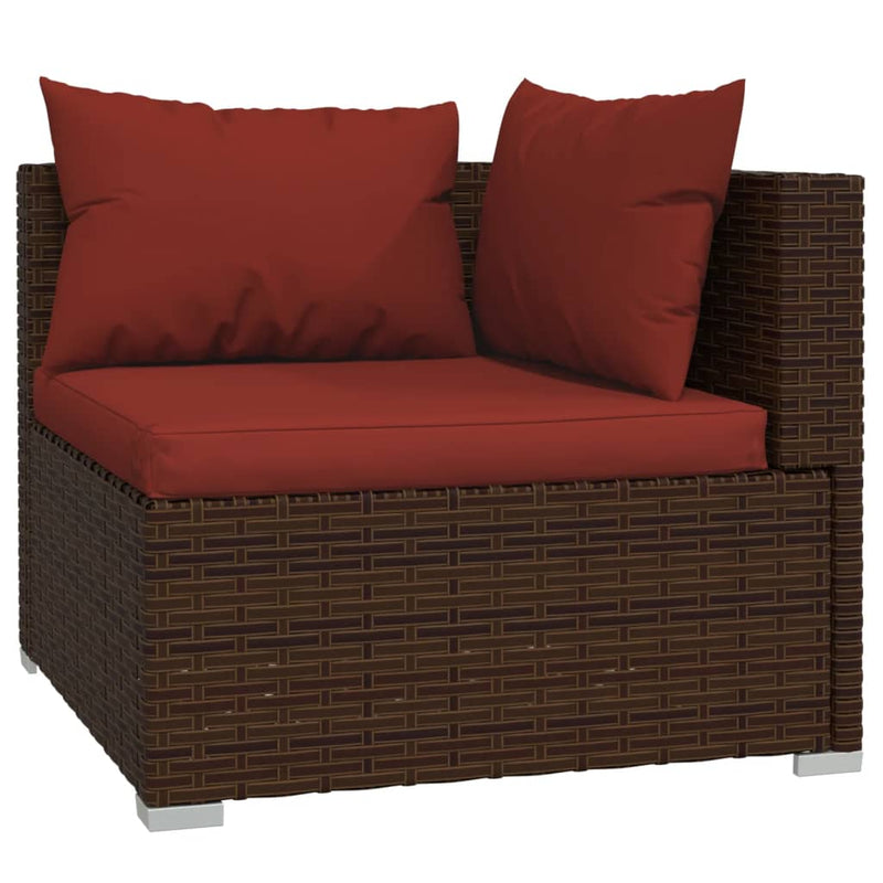 8 Piece Garden Lounge Set with Cushions Poly Rattan Brown Payday Deals