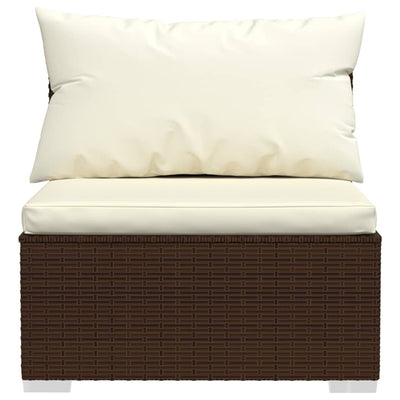 8 Piece Garden Lounge Set with Cushions Poly Rattan Brown Payday Deals