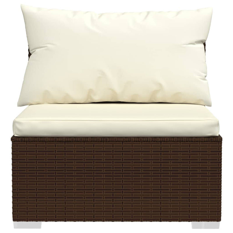 8 Piece Garden Lounge Set with Cushions Poly Rattan Brown Payday Deals