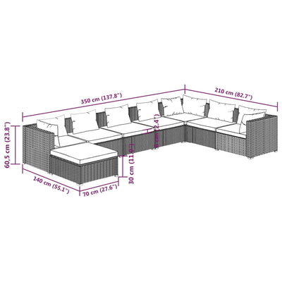 8 Piece Garden Lounge Set with Cushions Poly Rattan Brown Payday Deals