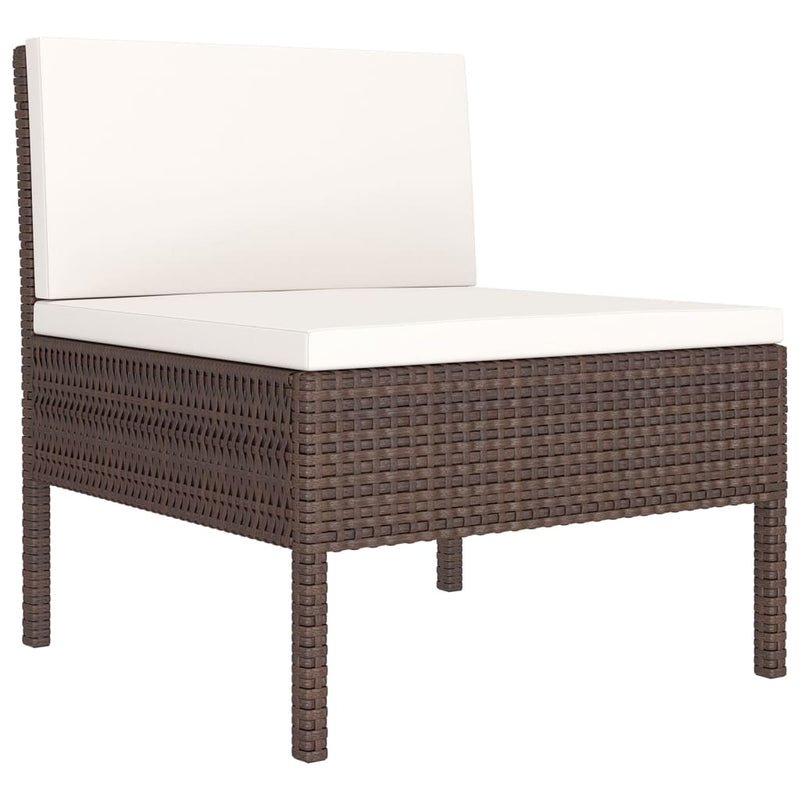 8 Piece Garden Lounge Set with Cushions Poly Rattan Brown Payday Deals