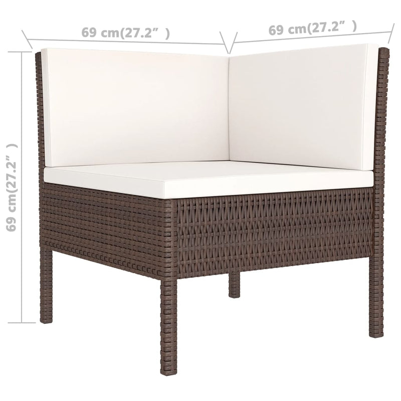 8 Piece Garden Lounge Set with Cushions Poly Rattan Brown Payday Deals