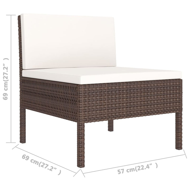 8 Piece Garden Lounge Set with Cushions Poly Rattan Brown Payday Deals