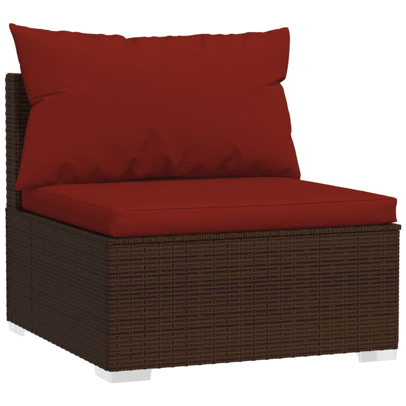8 Piece Garden Lounge Set with Cushions Poly Rattan Brown Payday Deals