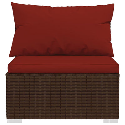 8 Piece Garden Lounge Set with Cushions Poly Rattan Brown Payday Deals
