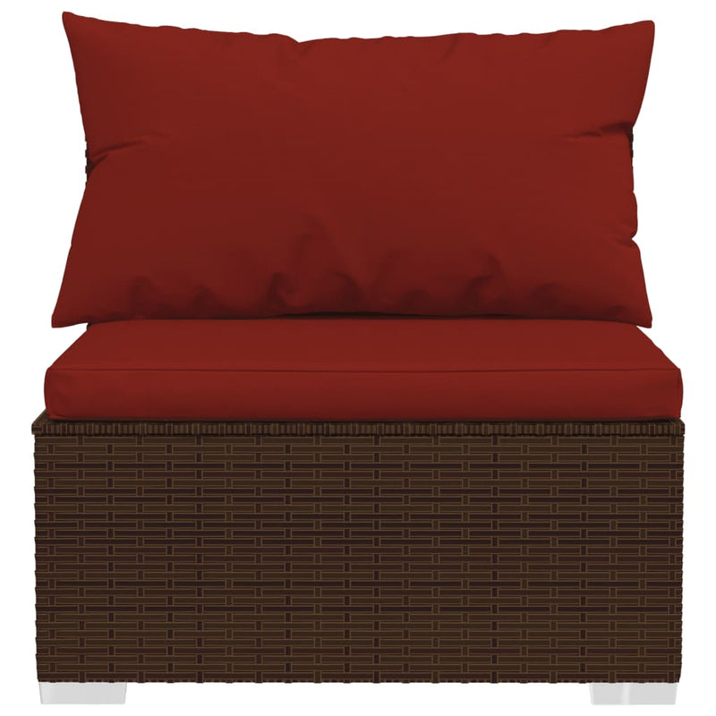 8 Piece Garden Lounge Set with Cushions Poly Rattan Brown Payday Deals