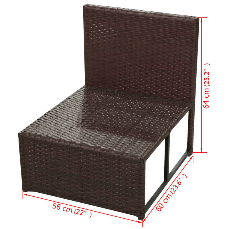 8 Piece Garden Lounge Set with Cushions Poly Rattan Brown Payday Deals