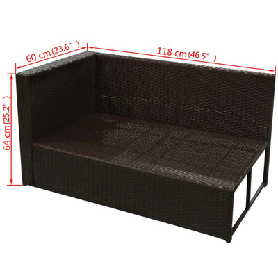 8 Piece Garden Lounge Set with Cushions Poly Rattan Brown Payday Deals