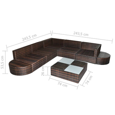 8 Piece Garden Lounge Set with Cushions Poly Rattan Brown Payday Deals
