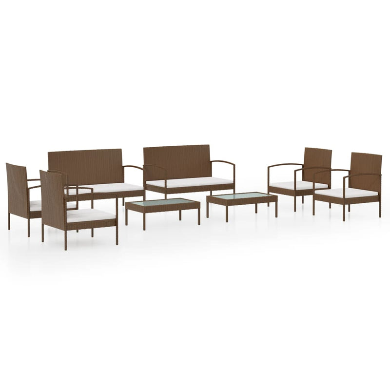 8 Piece Garden Lounge Set with Cushions Poly Rattan Brown Payday Deals