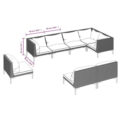 8 Piece Garden Lounge Set with Cushions Poly Rattan Dark Grey Payday Deals