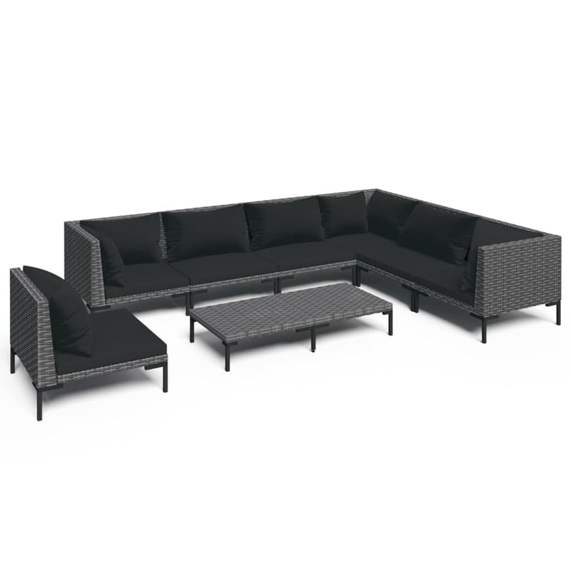 8 Piece Garden Lounge Set with Cushions Poly Rattan Dark Grey Payday Deals
