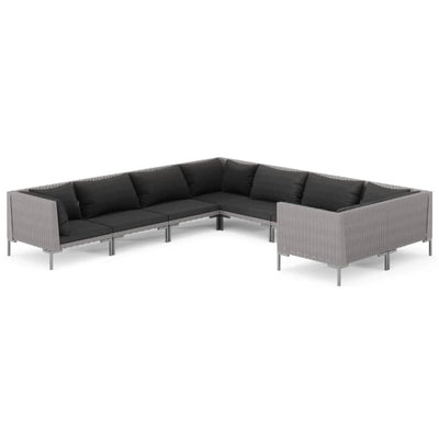 8 Piece Garden Lounge Set with Cushions Poly Rattan Dark Grey Payday Deals