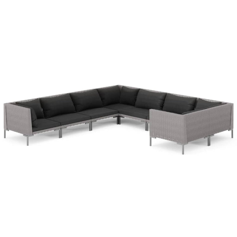 8 Piece Garden Lounge Set with Cushions Poly Rattan Dark Grey Payday Deals