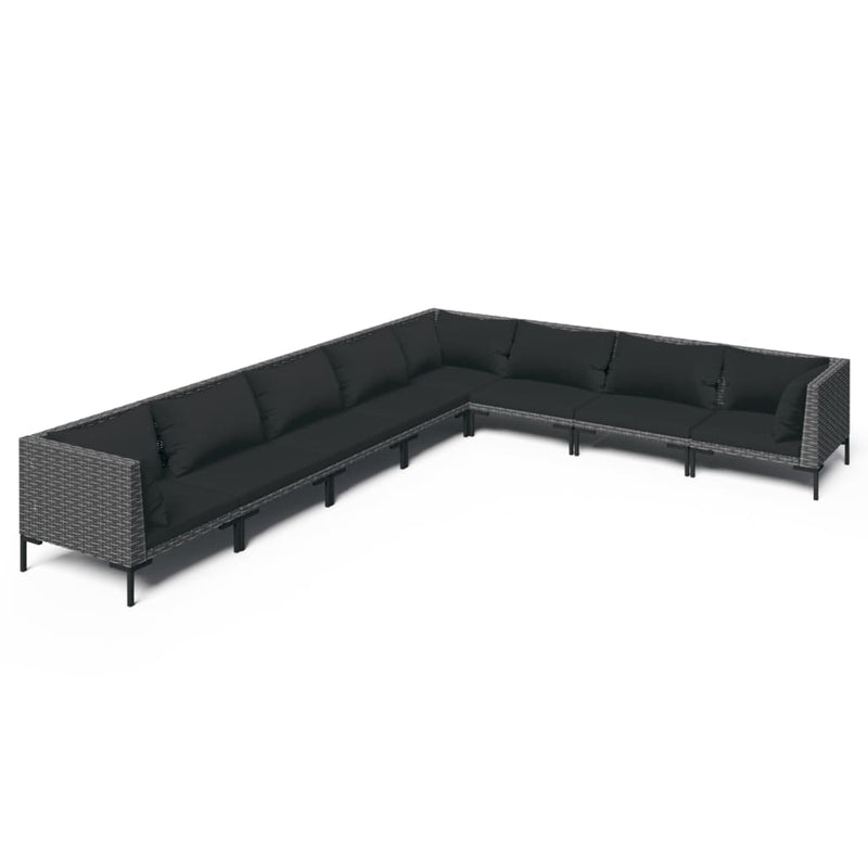 8 Piece Garden Lounge Set with Cushions Poly Rattan Dark Grey Payday Deals