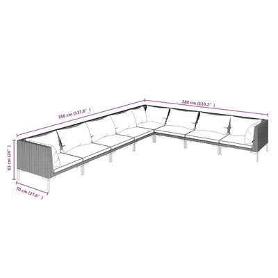 8 Piece Garden Lounge Set with Cushions Poly Rattan Dark Grey Payday Deals