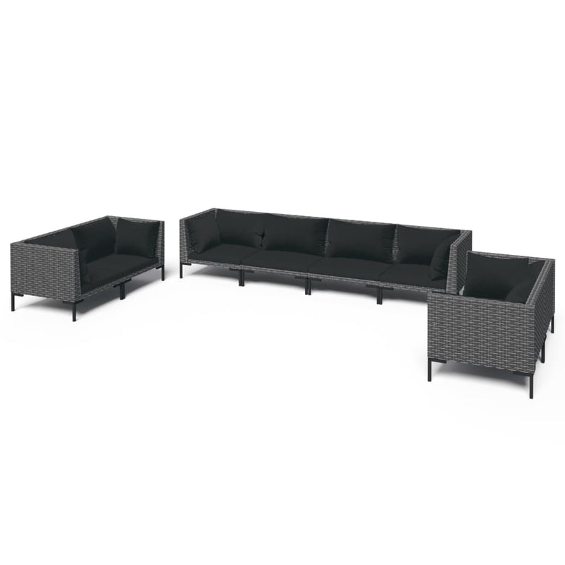8 Piece Garden Lounge Set with Cushions Poly Rattan Dark Grey Payday Deals