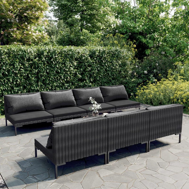 8 Piece Garden Lounge Set with Cushions Poly Rattan Dark Grey Payday Deals