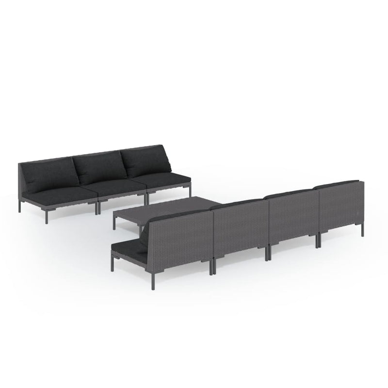 8 Piece Garden Lounge Set with Cushions Poly Rattan Dark Grey Payday Deals