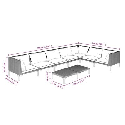 8 Piece Garden Lounge Set with Cushions Poly Rattan Dark Grey Payday Deals
